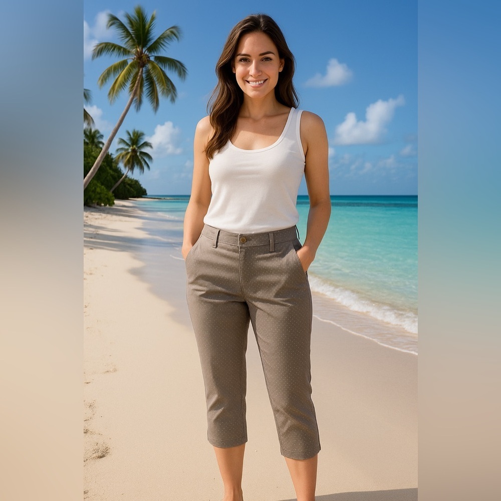 Khakis & Co Pants -Women size 16 Stretch Capri Crop with Comfort Waist - Picture 2 of 7